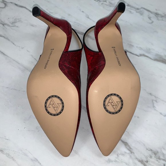 NIB ADRIENNE VITTADINI Red/Black Snake Slingbacks - Picture 6 of 6